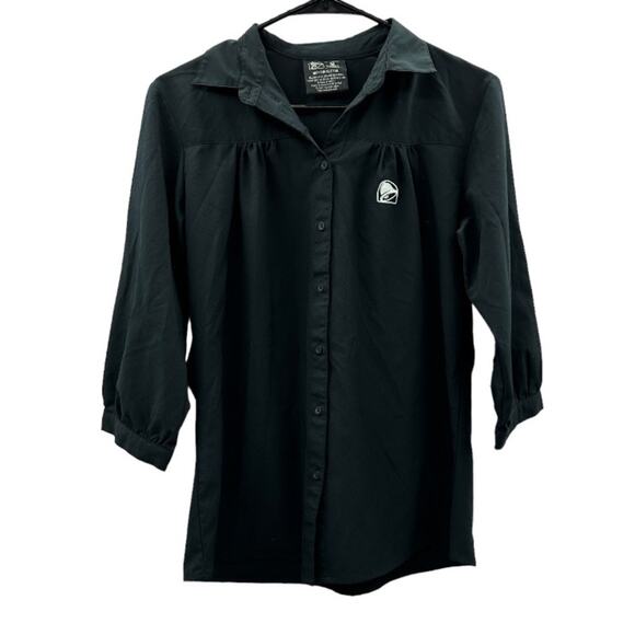 Taco Bell Uniform Women's Black 3/4 Sleeve Button Down‎ Shirt Size S - Picture 1 of 7